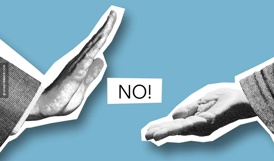 A hands gesturing that it refuses to pay.
