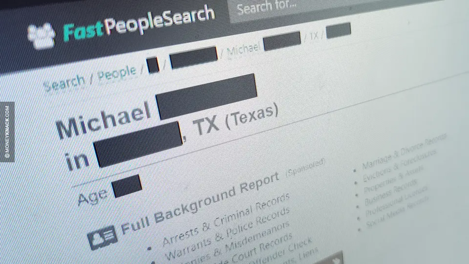 Visualization of a people-search site exposing personal details